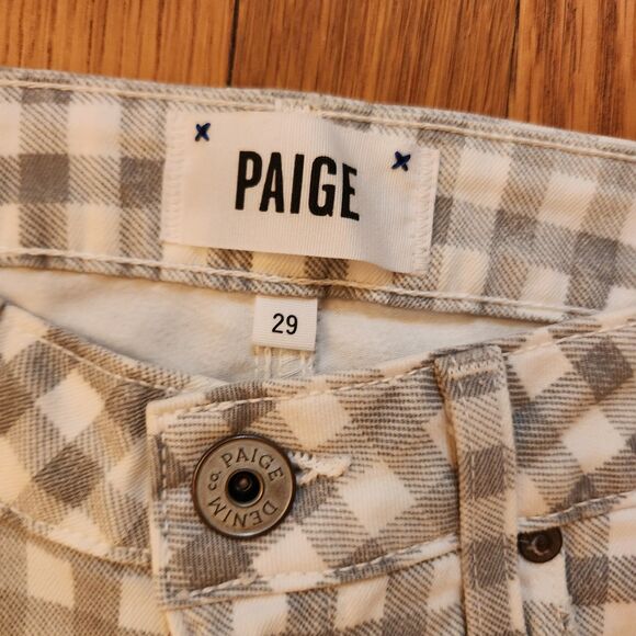 Paige Verdugo Ankle Midrise Skinny Stretch Jeans Grey and White Gingham, Sz 29 - Picture 5 of 10